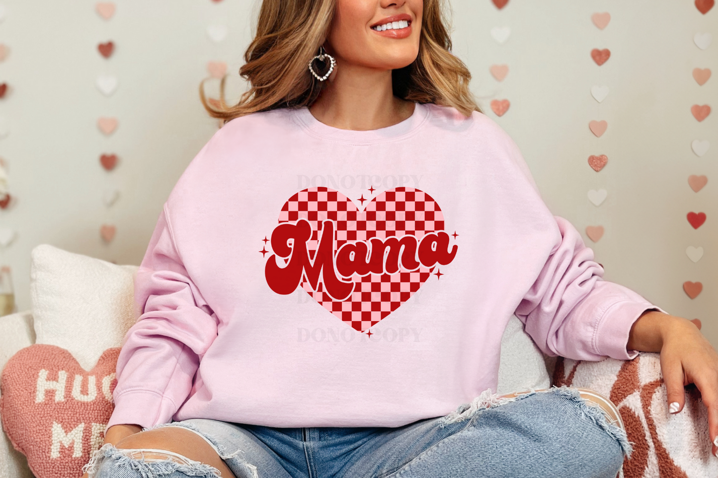 Mama Checkered Heart