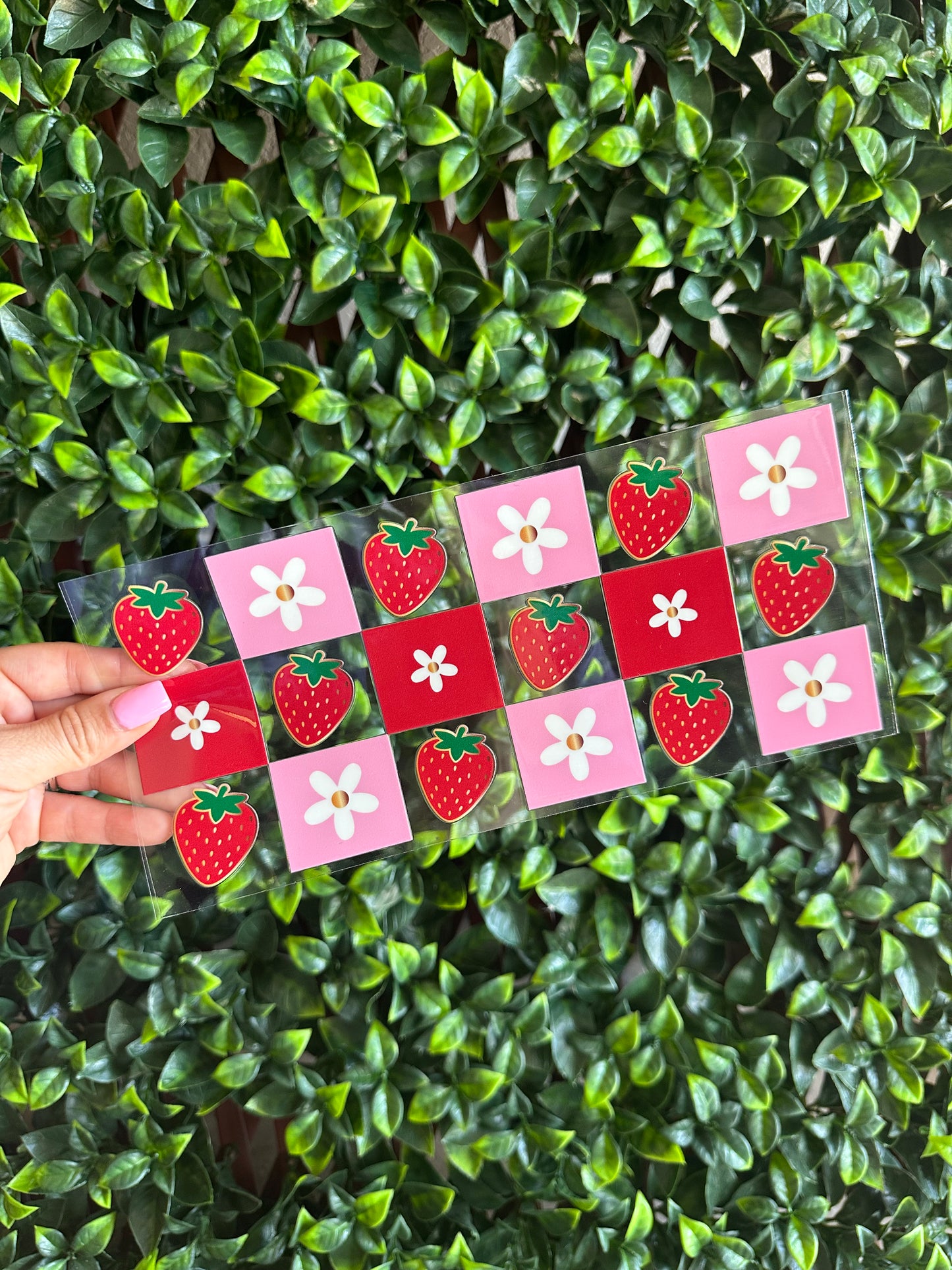 Checkered Strawberry & Flower