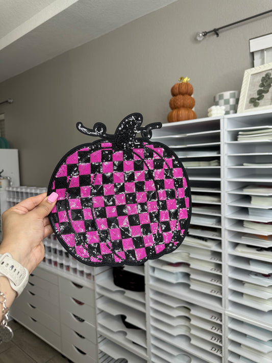 Sequin Pink & Black Pumpkin