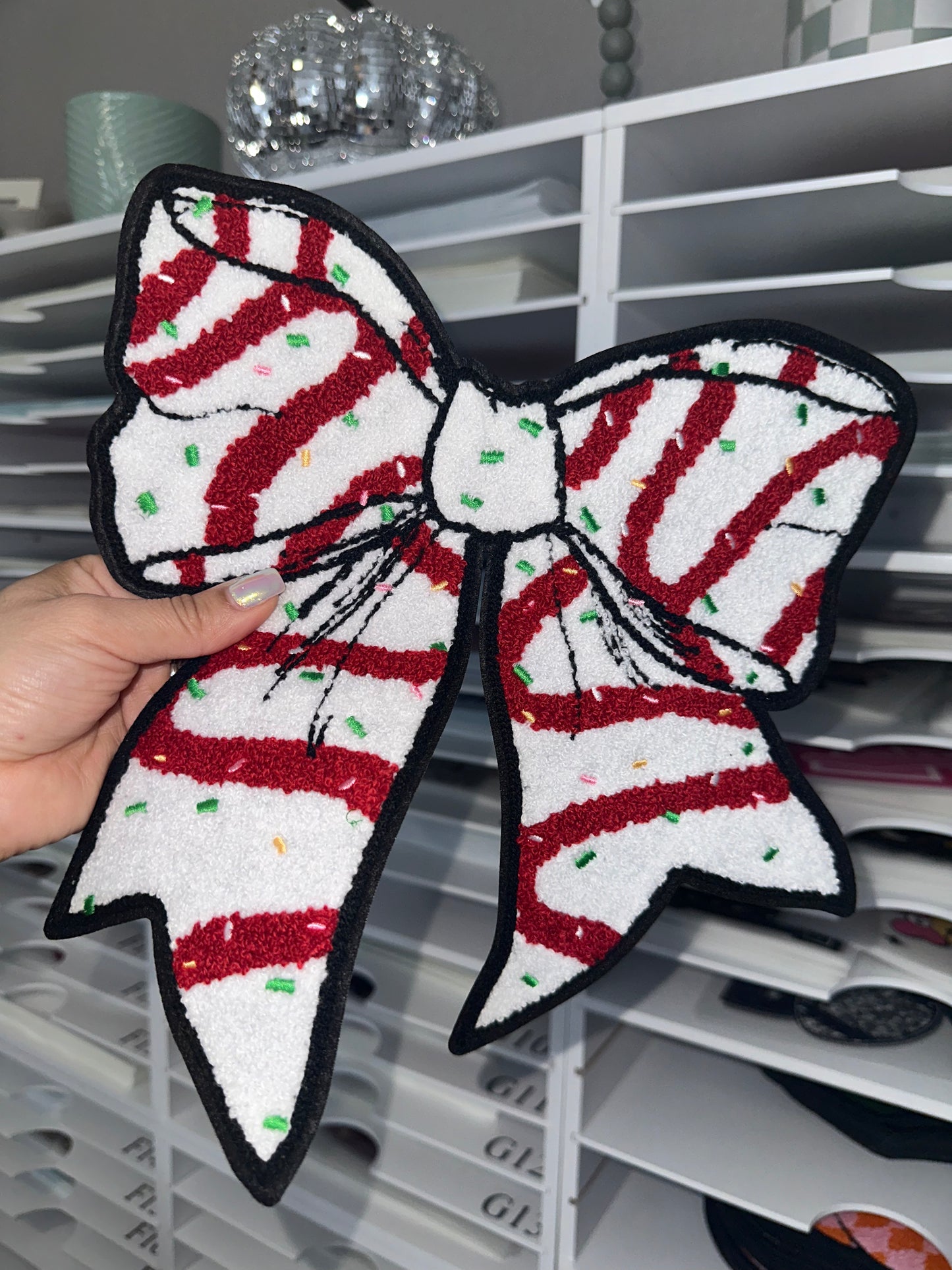 Christmas Bow Chenille Patch