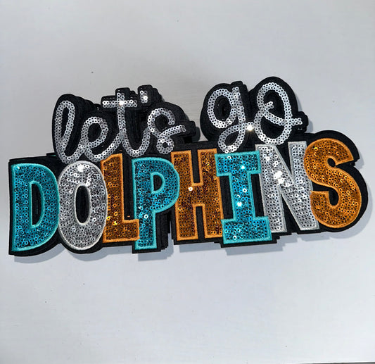 Sequin Patch Let's Go Dolphins