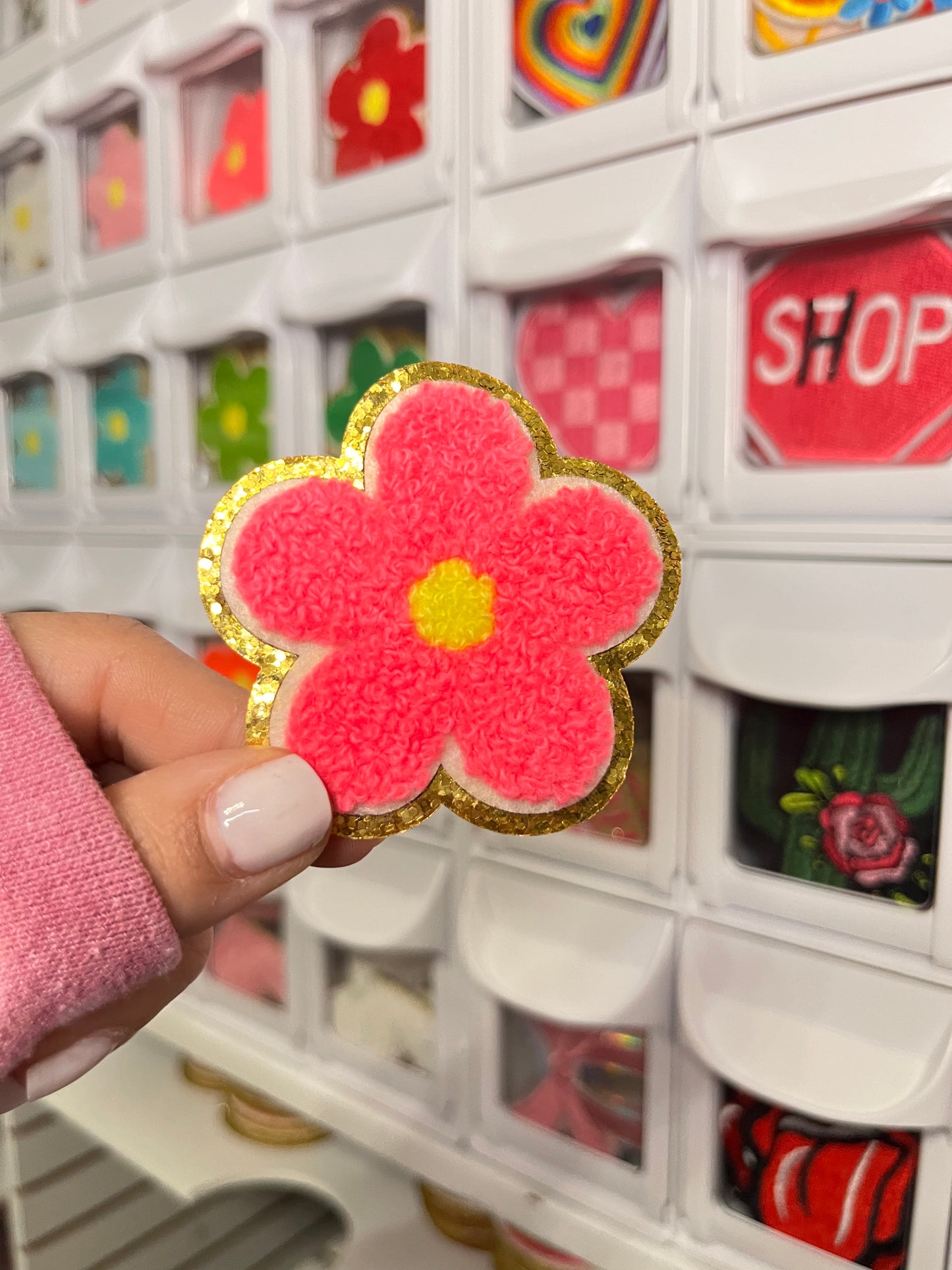 Neon Pink Flower | Chenille Patch