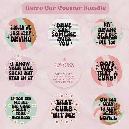 Retro Car Coaster Bundle (Sublimation Transfers)